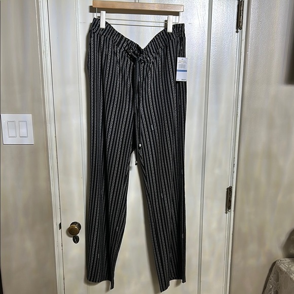 Michael Kors Wide Leg Black and White Pinstripe Pants - Picture 1 of 5